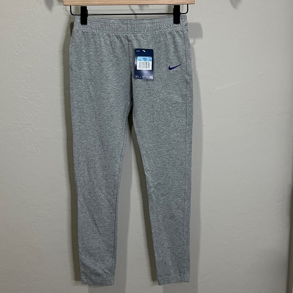Nike Sweat Pants Leggings Girls Medium Track Gray Purple Just Do It NWT Joggers - Picture 2 of 13